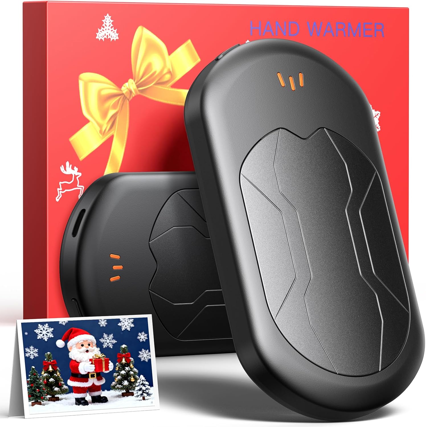 Electric Hand Warmers Rechargeable 2 Pack with 3 Heating Mode,Portable Hand Heater,Smart Chips,USB Quick Charge, Winter Gifts for Christmas, Outdoor, Golf, Hunting, Camping Black