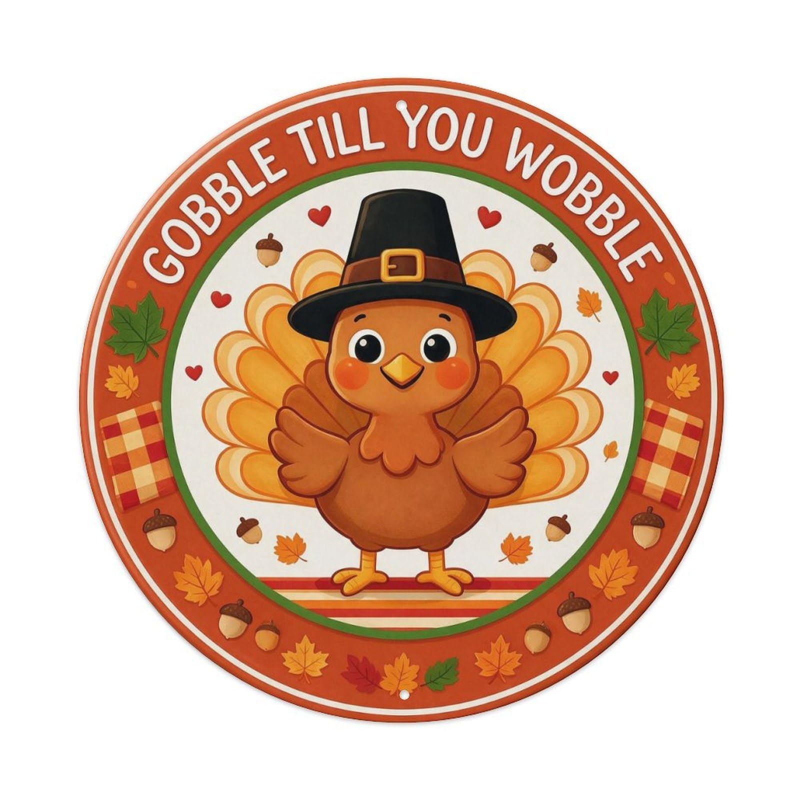 Gobble Thanksgiving Turkey Metal Tin Sign Plaque