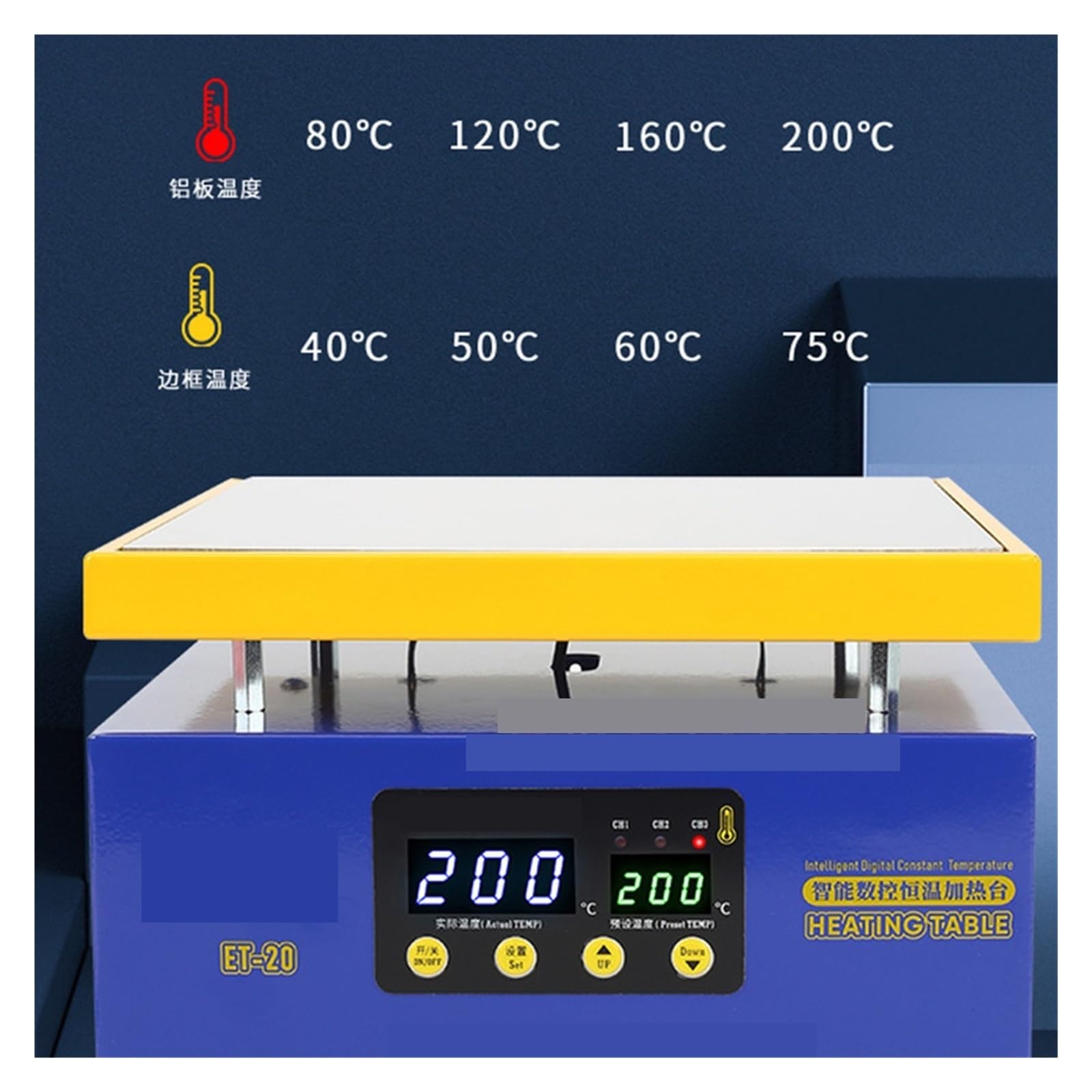 Lötheizplatte, Heiztisch ET-10 Intelligente Doppel-Digitalanzeige mit konstanter Temperatur for die Reparatur von LED-Lampen von Mobiltelefon-PCBs