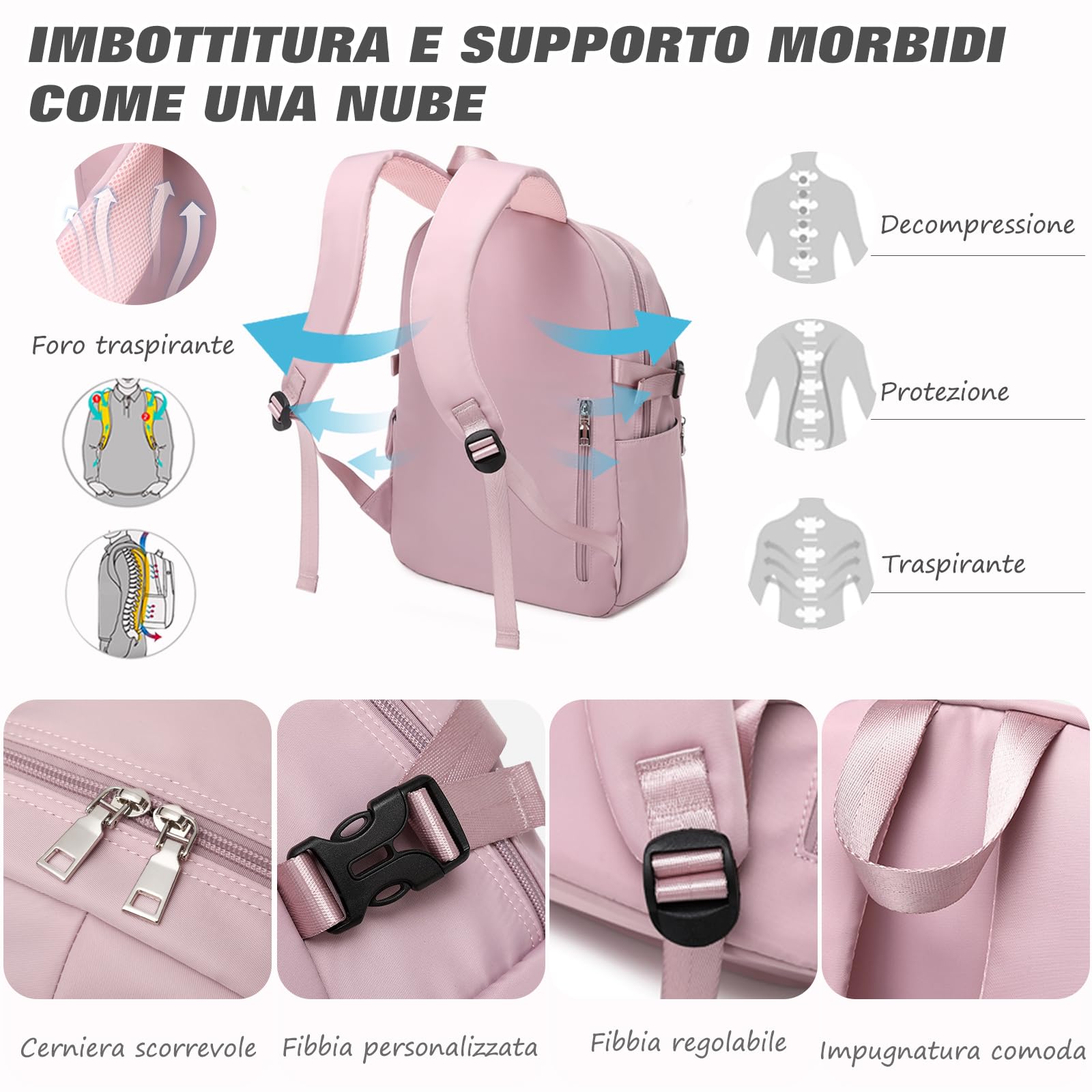 FANDARE Zaino Casual Zainetti Ragazza Zaini Scuola Cartella Ragazzo Borsa da scuola Zainetto Borse a Zaino Zainetti Scuola All'aperto per Studenti Viaggio Daypacks Impermeabile Poliestere