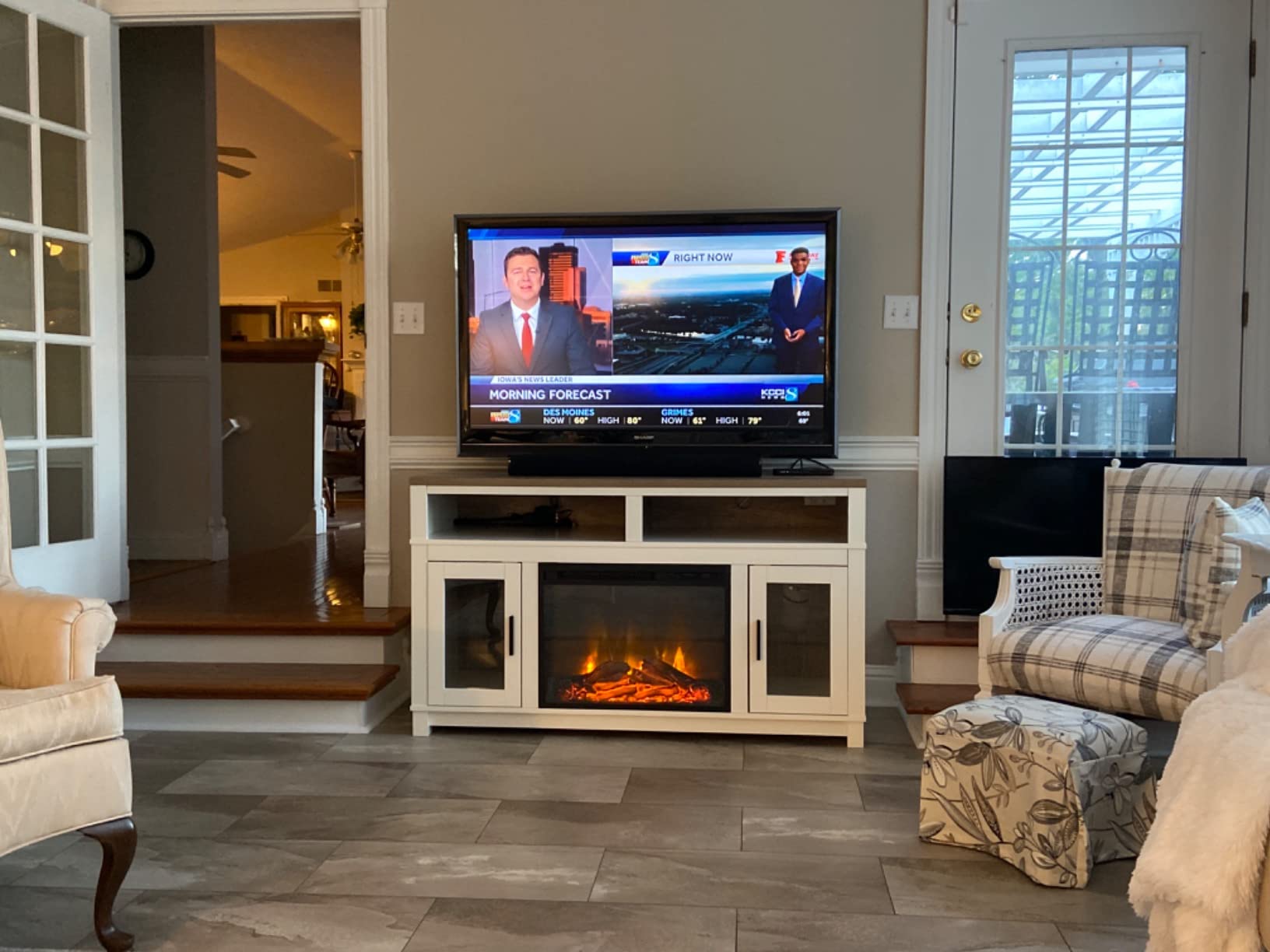 29/mo Finance Ameriwood Home Carver Electric Fireplace TV Stand for