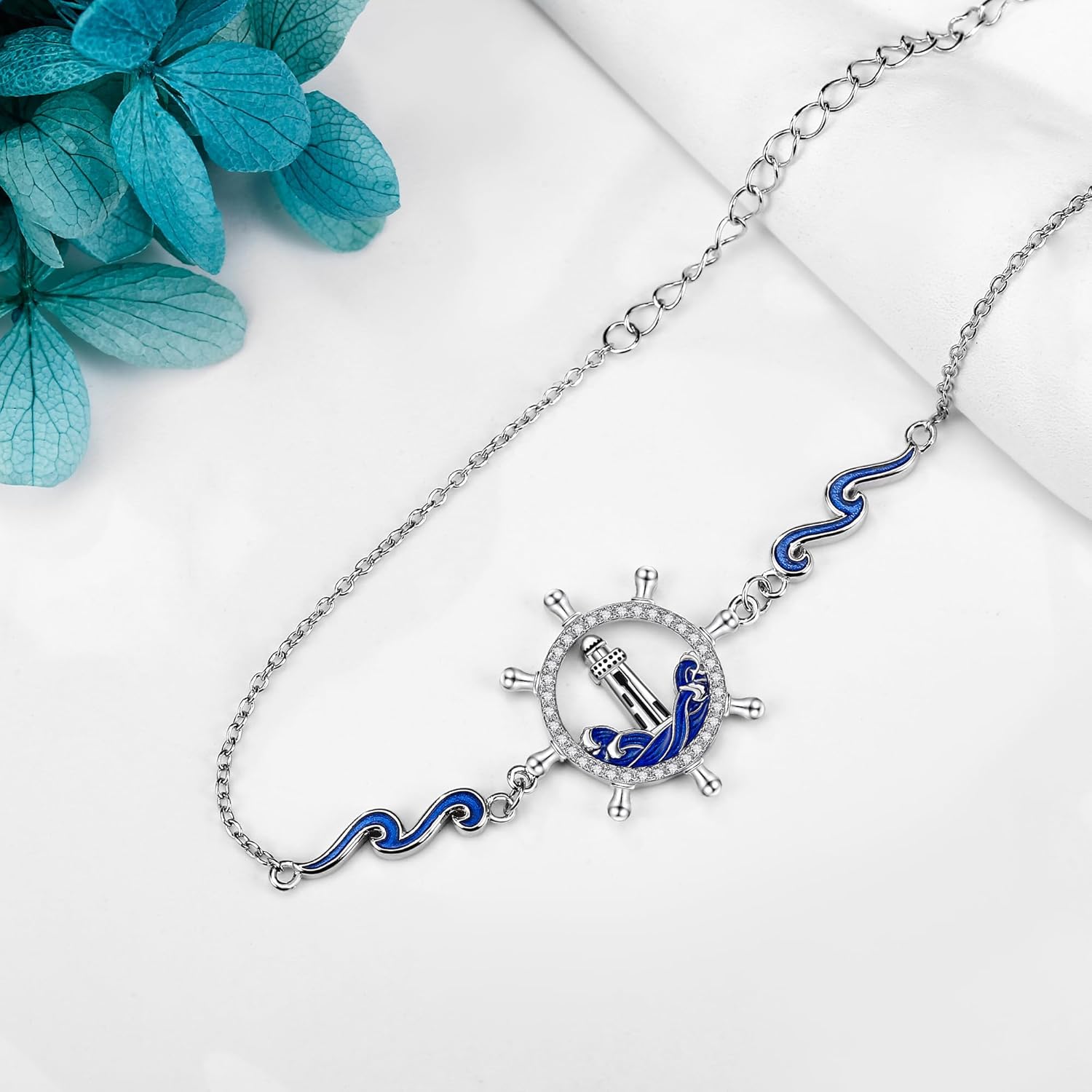 URONE Lighthouse Bracelet for Women 925 Sterling Silver Compass Rudder Bracelet Lighthouse Jewelry Gift for Mother Lover - Image 4