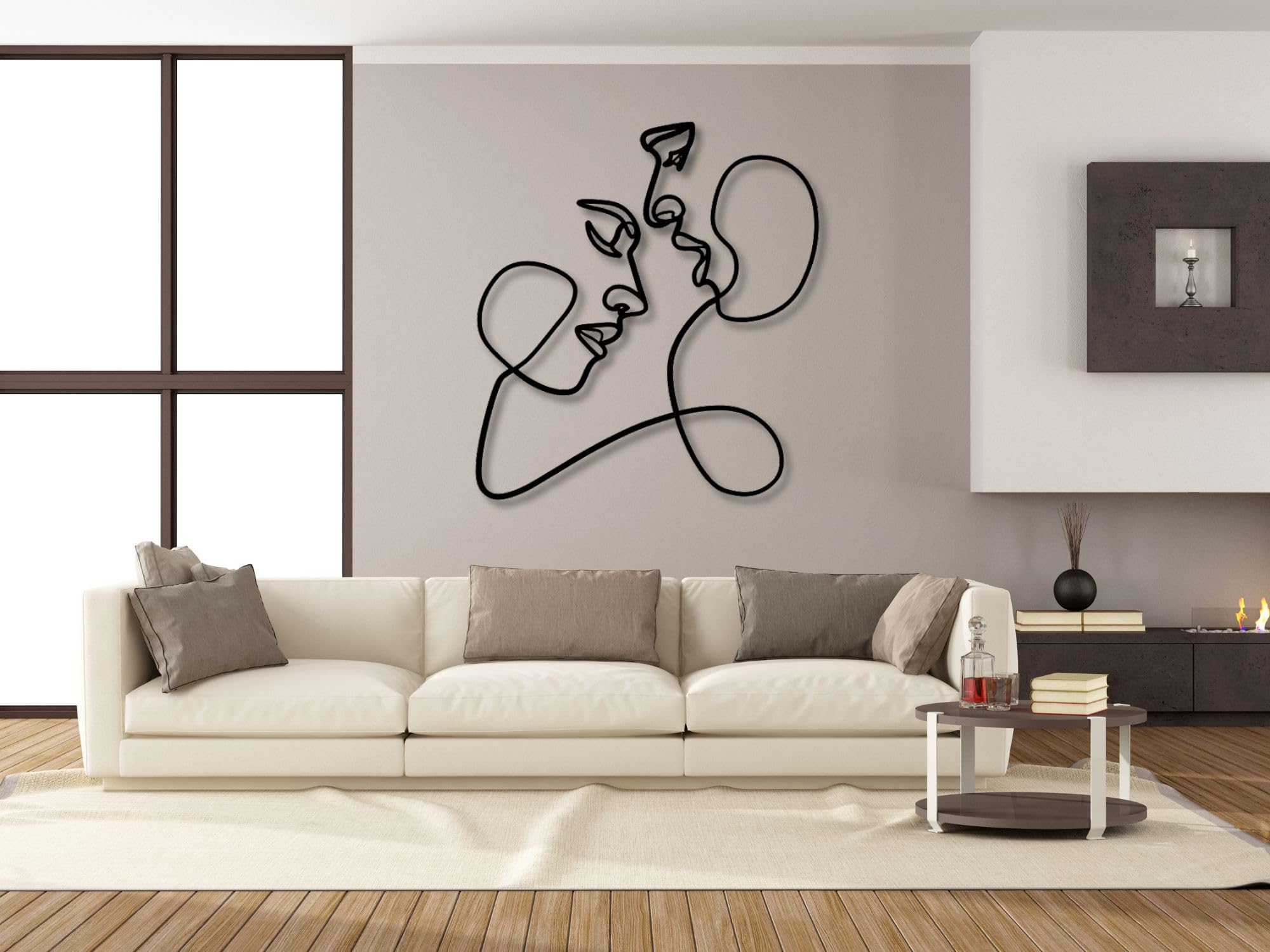 VAILLA Line Art - Mural de madera para decoración de pared en color negro, decoración de pared minimalista, decoración de pared 3D, decoración moderna para dormitorio, sala de estar… (Arte lineal 5)