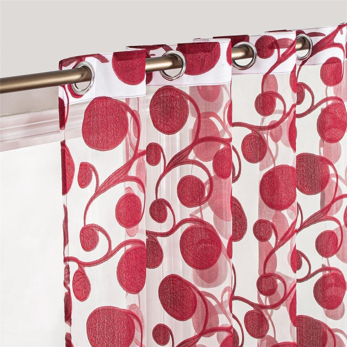 Cercle Géométrique Panneau De Rideau Transparent pour Le Salon La Chambre À Coucher Cuisine Moderne Tulle Stores Fenêtre Traitement Drapé-Jaune Clair,W300cmxH250cm,Grommet