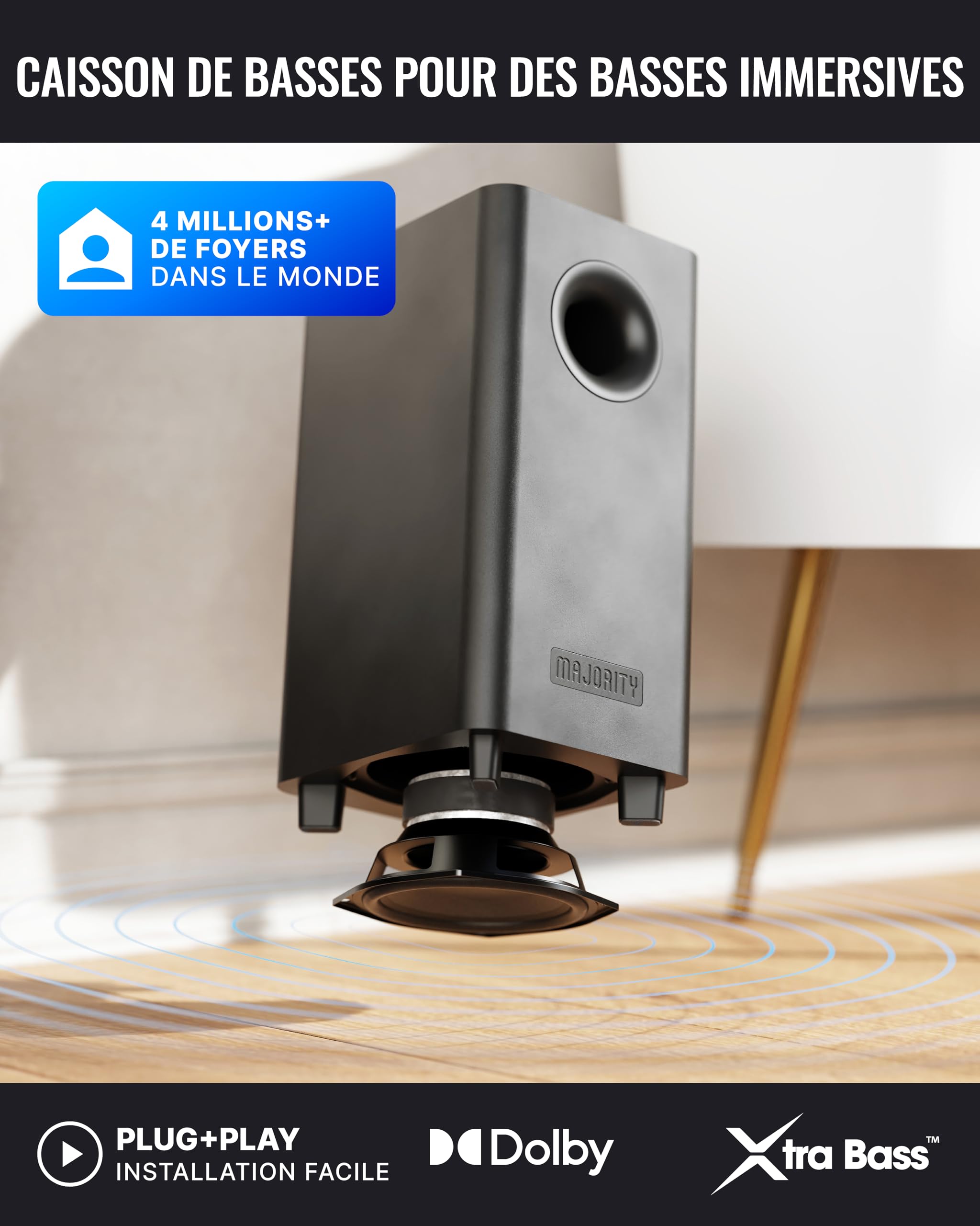 Majority Barre de Son TV | 140W Dolby Audio Home Cinema Enceinte TV | Système Audio Surround Dolby, Bluetooth 5.3, HDMI eARC, Optique, AUX et USB, Montage Mural avec Télécommande