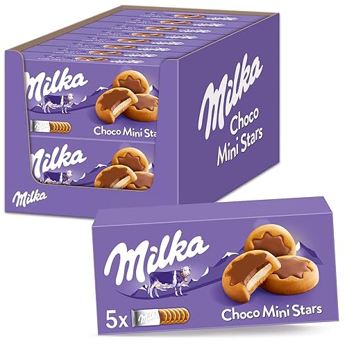 Milka Choco Minis 16 x 185g, Schokoladen-Kekse mit Milchcrème und zarter Schokolade - Mini Stars