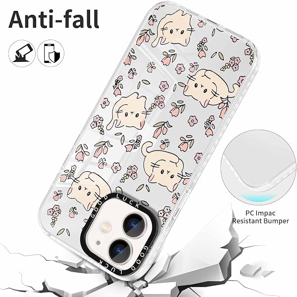 Xylota 2 Piezas Funda para iPhone 12/iPhone 12 Pro 6,1",Transparente Carcasa Lindo Dibujos Gatos Mujer Niñas Case, Ultra Delgado Silicona Suave TPU Bumper Antichoque Protección Cover para iPhone 12,07 - 5