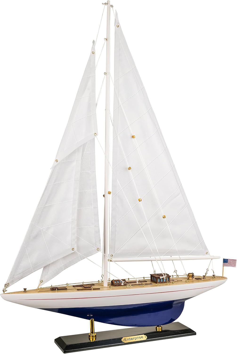 SAILINGSTORY Wooden Sailboat Model Ship Sailing Boat Yacht Decor Enterprise 1/100 Scale 1930 America's Cup Replica