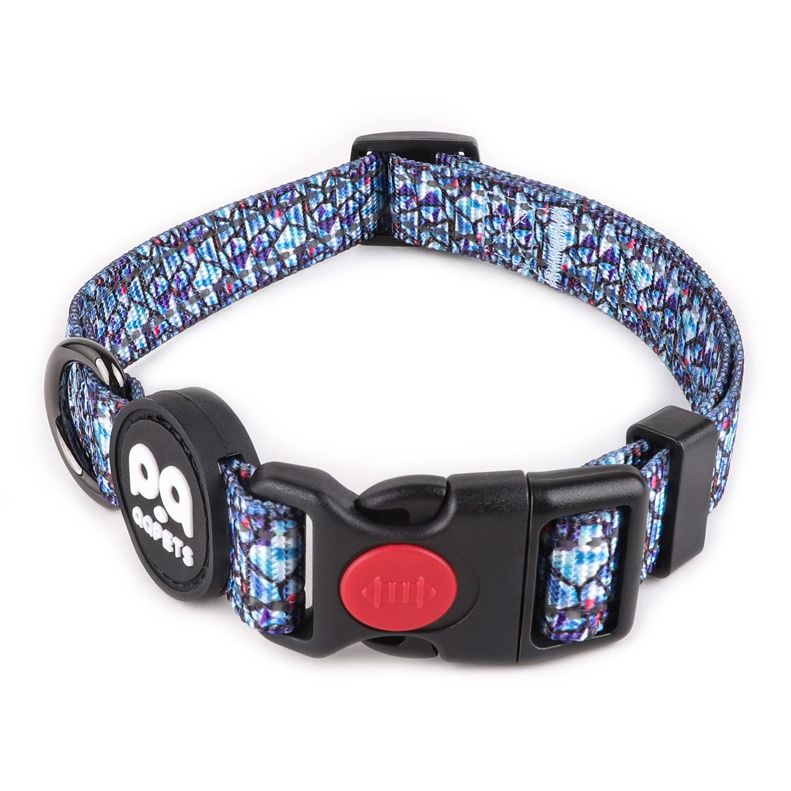 QQPETS Reflective Dog Collar: Soft Nylon Print Cute Pattern Adjustable for Girl Boy Puppy Extra Small Medium Large Pet Walking (Medium, Blue Diamond)