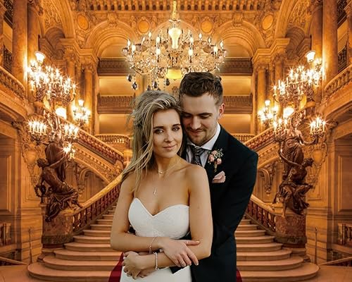 Miniatura 3 de Telón de fondo dorado de lujo para palacio, alfombra roja, candelabro de castillo dorado, para ceremonia de boda, aniversario, compromiso,