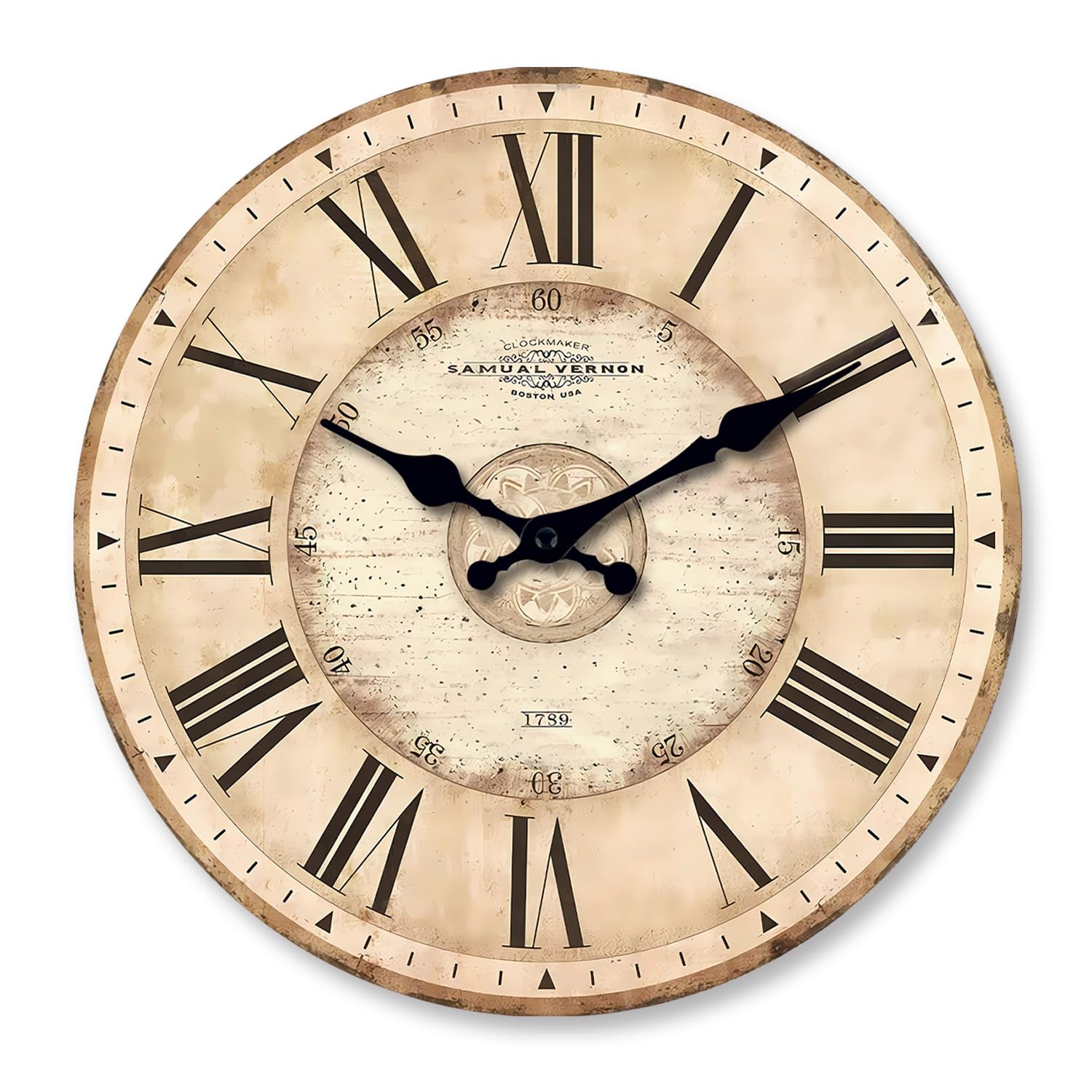 Horloge murale 35,6 cm NUOVO en grain de bois pour salon et bureau