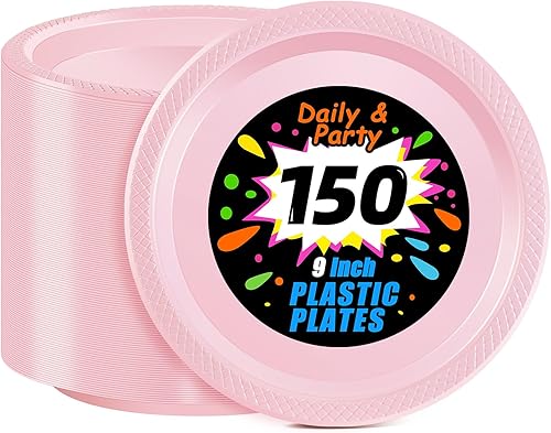 Miniatura 17 de WELLIFE Platos de postre negros de 7 pulgadas, 150 unidades, platos de postre de plástico desechables para fiestas, pasteles, aperitivos, ensaladas,