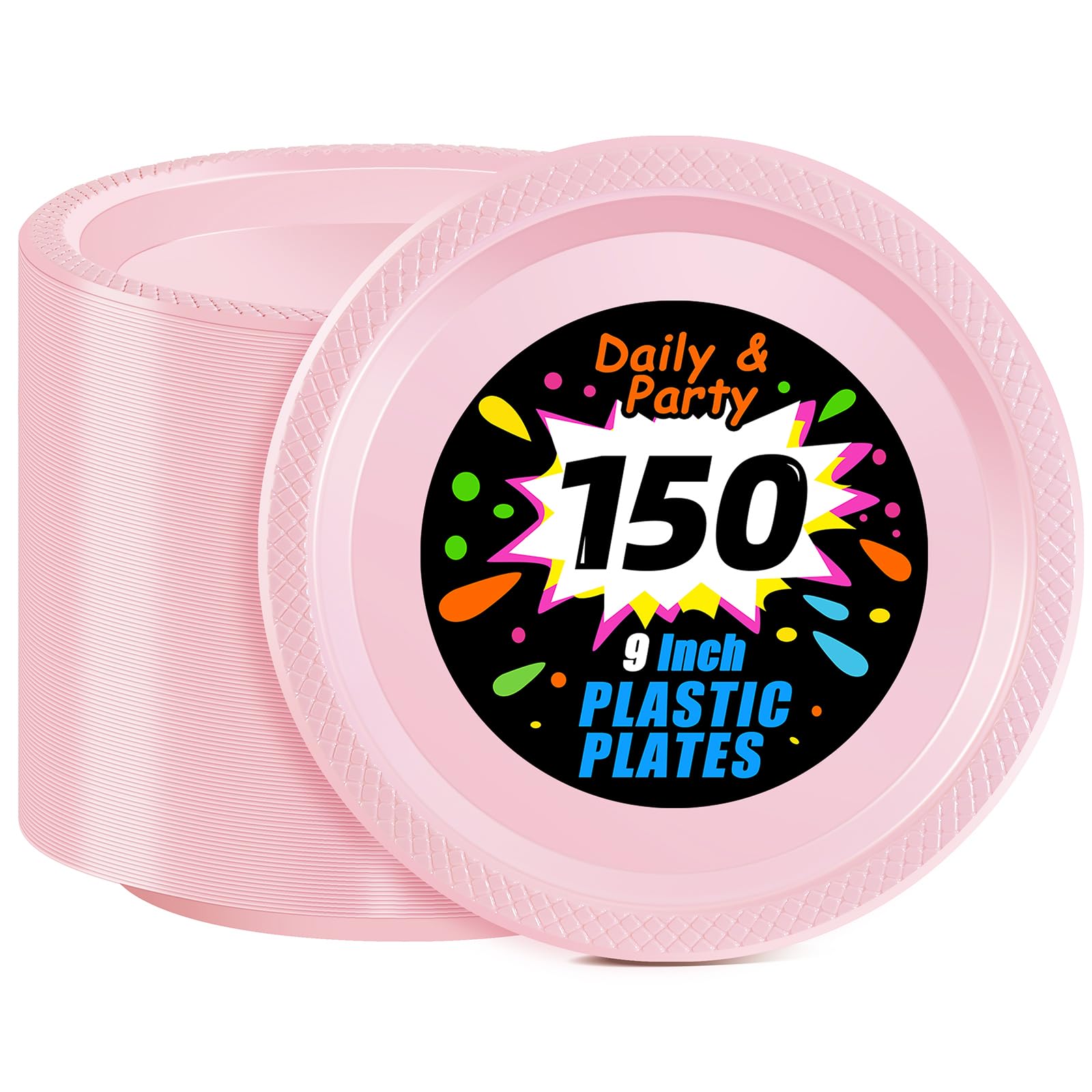 WELLIFE Pink Plastic Plates
