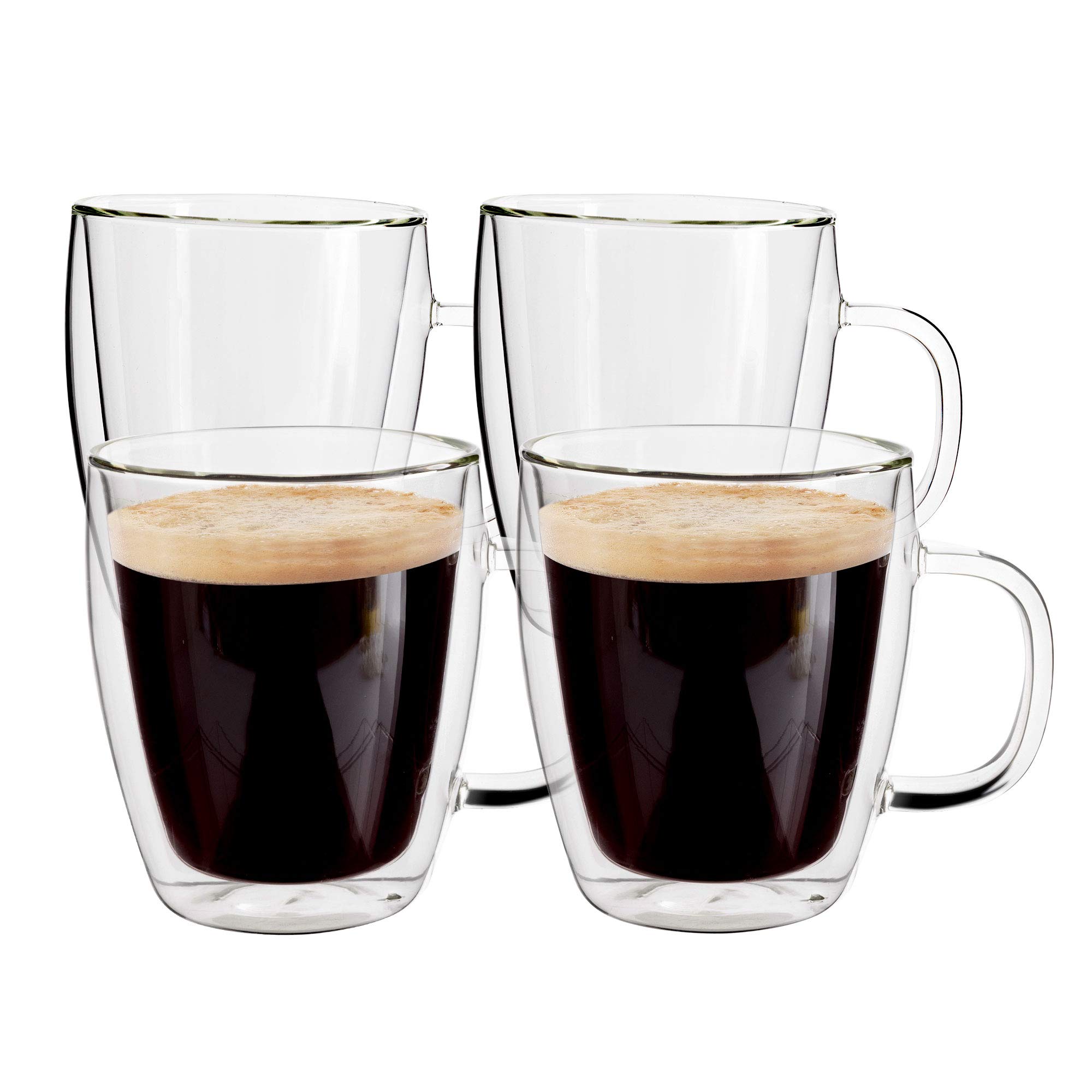 Buy YUNCANG Double Wall Glass Coffee mugs, (4Pcak) 16 OuncesClear