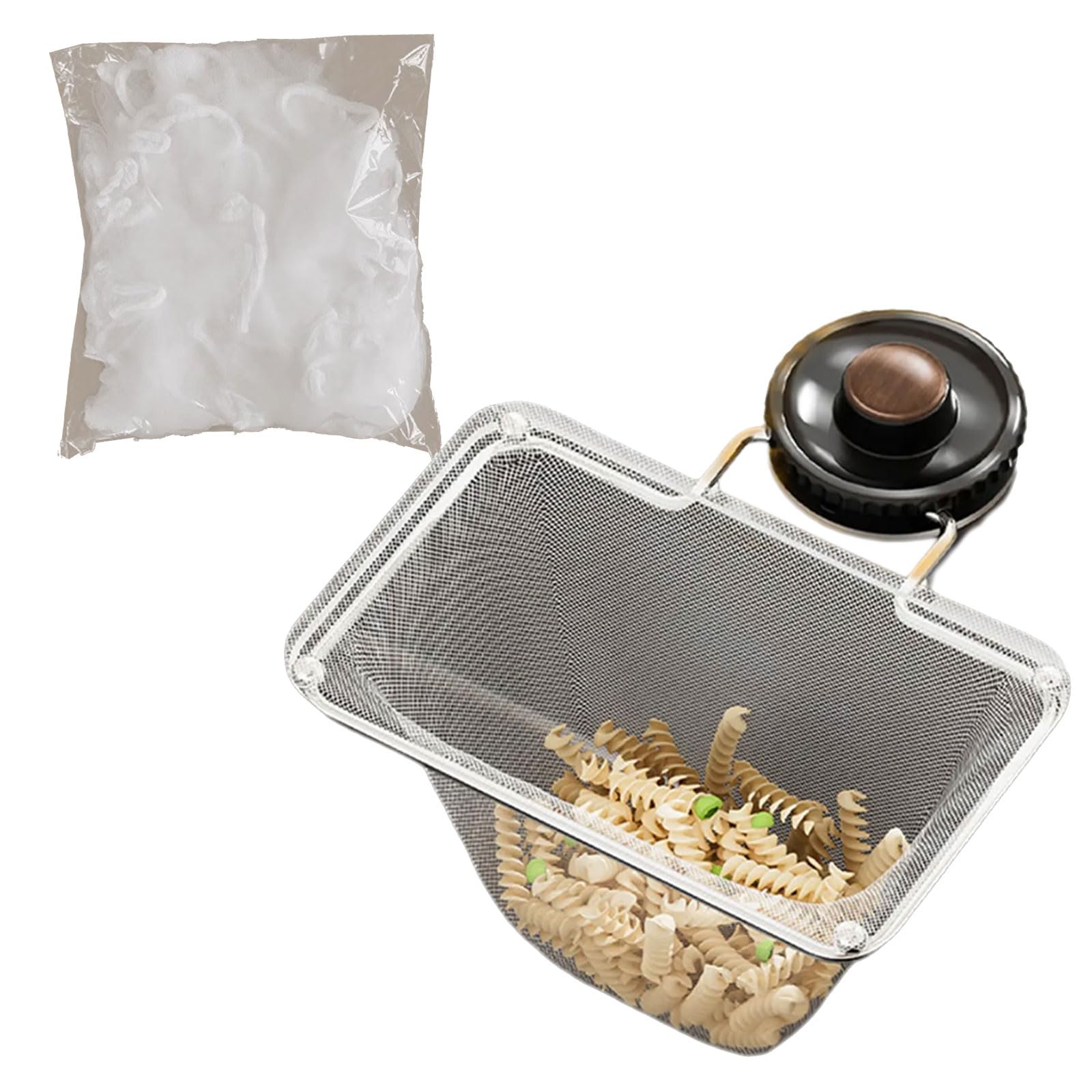 Kitchen Sink Drainer Suction Cup Design Strainer with 50pcs Filter Bags Food Residues Catcher for Easy Cleaning Suction Cup Filter