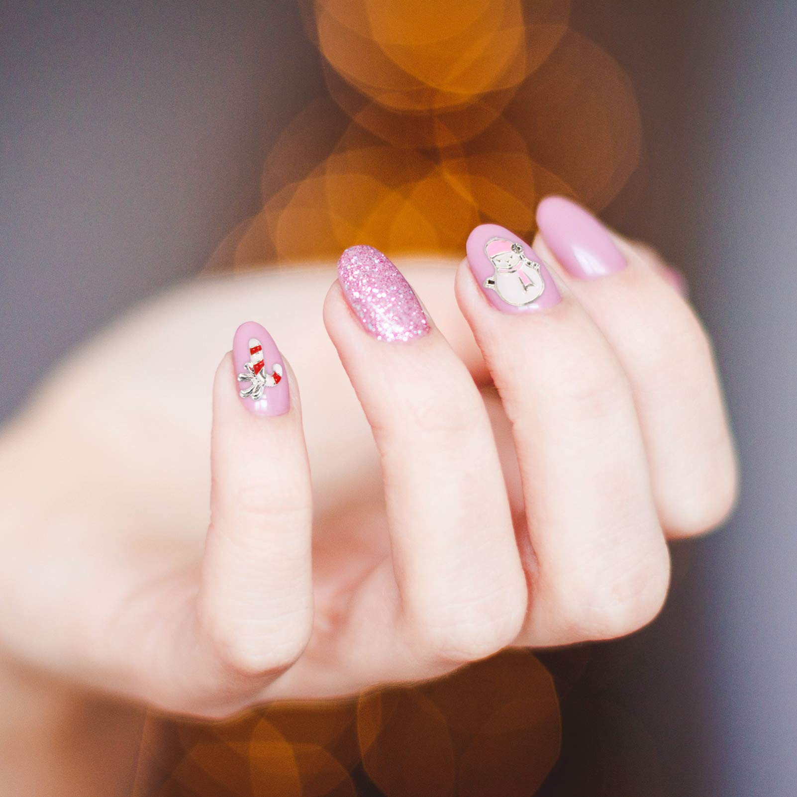 Healeved 3 Set Manicure In Lega Natalizia Ciondoli Per Unghie In Oro Glitter Perline Gioielli Per Unghie Nail Art Natalizia Paillettes Adesivi Per Unghie 3D Adesivi Con 2 scatole*3