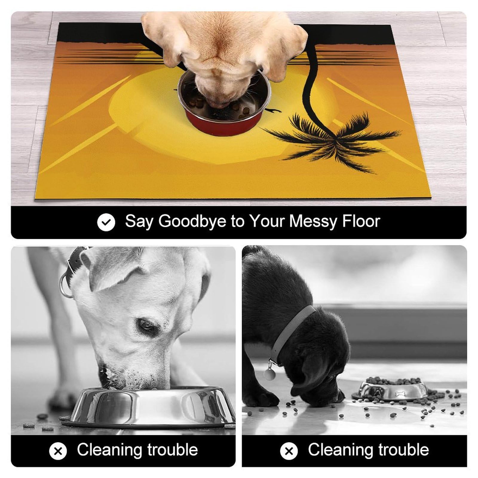 Silhouette d'une femme Tapis de nourriture pour chat – Tapis d'alimentation antidérapant pour chien facile à nettoyer pour la nourriture et l'eau, tapis de gamelle pour chien et chat 43,2 x 76,2 cm