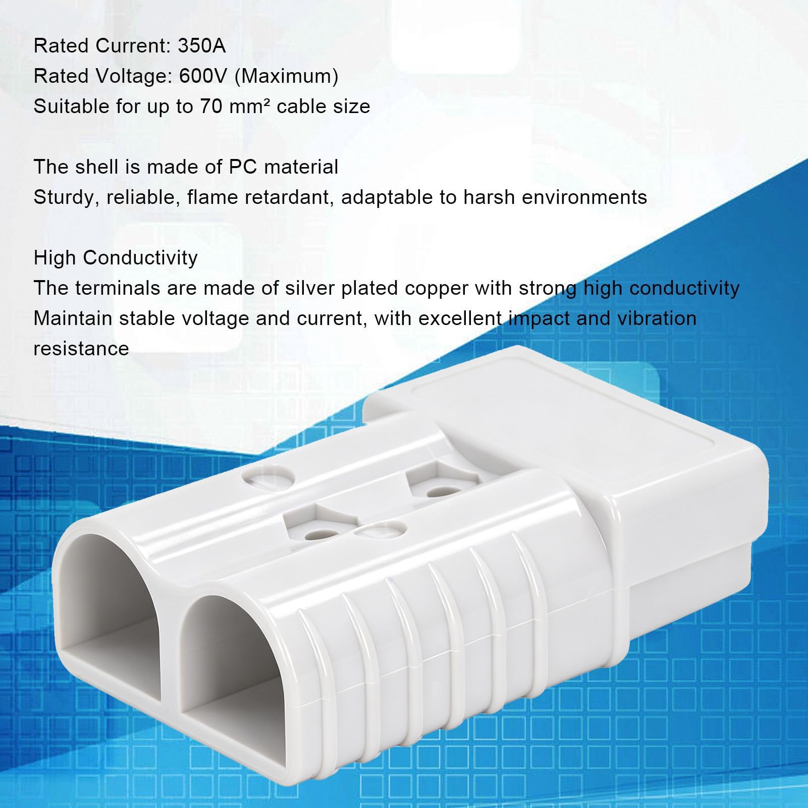 350A 600V Anderson Connectors, Connettore Rapido Della Batteria Del Carrello Elevatore Elettrico 350A Connettore di Disconnessione Della Carica Della Batteria, per Verricello Elettrico E Rimorchio