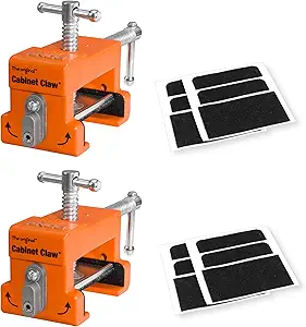 PONY 2-Pack Cabinet Clamps, 8510 Cabinet Claw, Face Frame Clamps for Installing Cabinets, 440 lbs Load Limited Orange