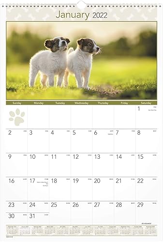 AT-A-GLANCE, calendario de pared 2022, mensual, 15-12" x 22-34", grande, cachorros (DMW16728) disponible en Yaxa Colombia