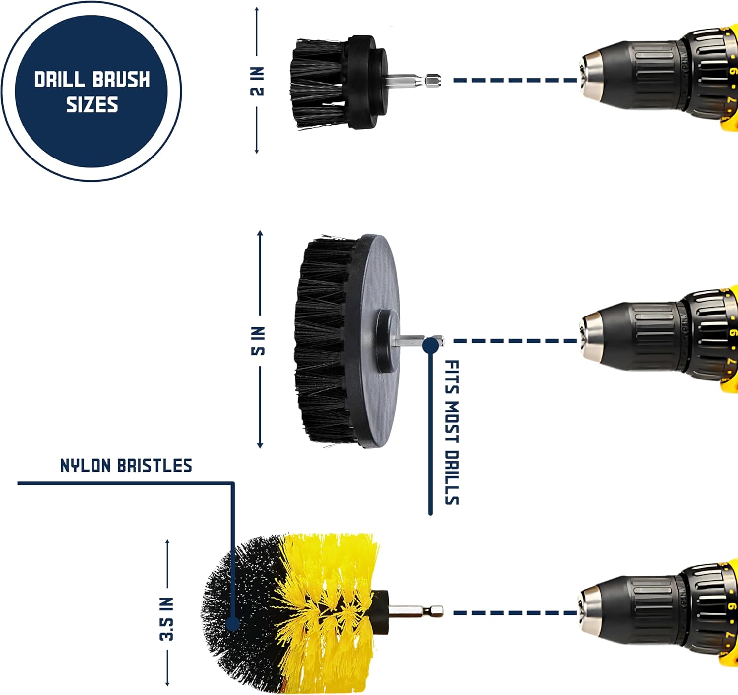 Diamond Shine 21-Piece Drill Power Scrubber Attachment Set – Includes Scrub Pads, Sponges, and Brushes - All Purpose Electric Cleaning Accessories