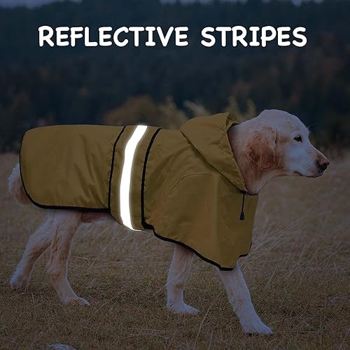 Miniatura 4 de Impermeable impermeable con capucha para perro, chaqueta reflectante para perro, impermeable ajustable para perros, abrigo ligero para mascotas para
