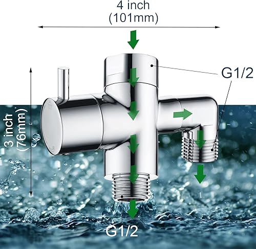 Miniatura 2 de BRIGHT SHOWERS Válvula desviadora de brazo de ducha de latón para cabezal de ducha manual y cabezal rociador fijo, válvula desviadora de cabezal de