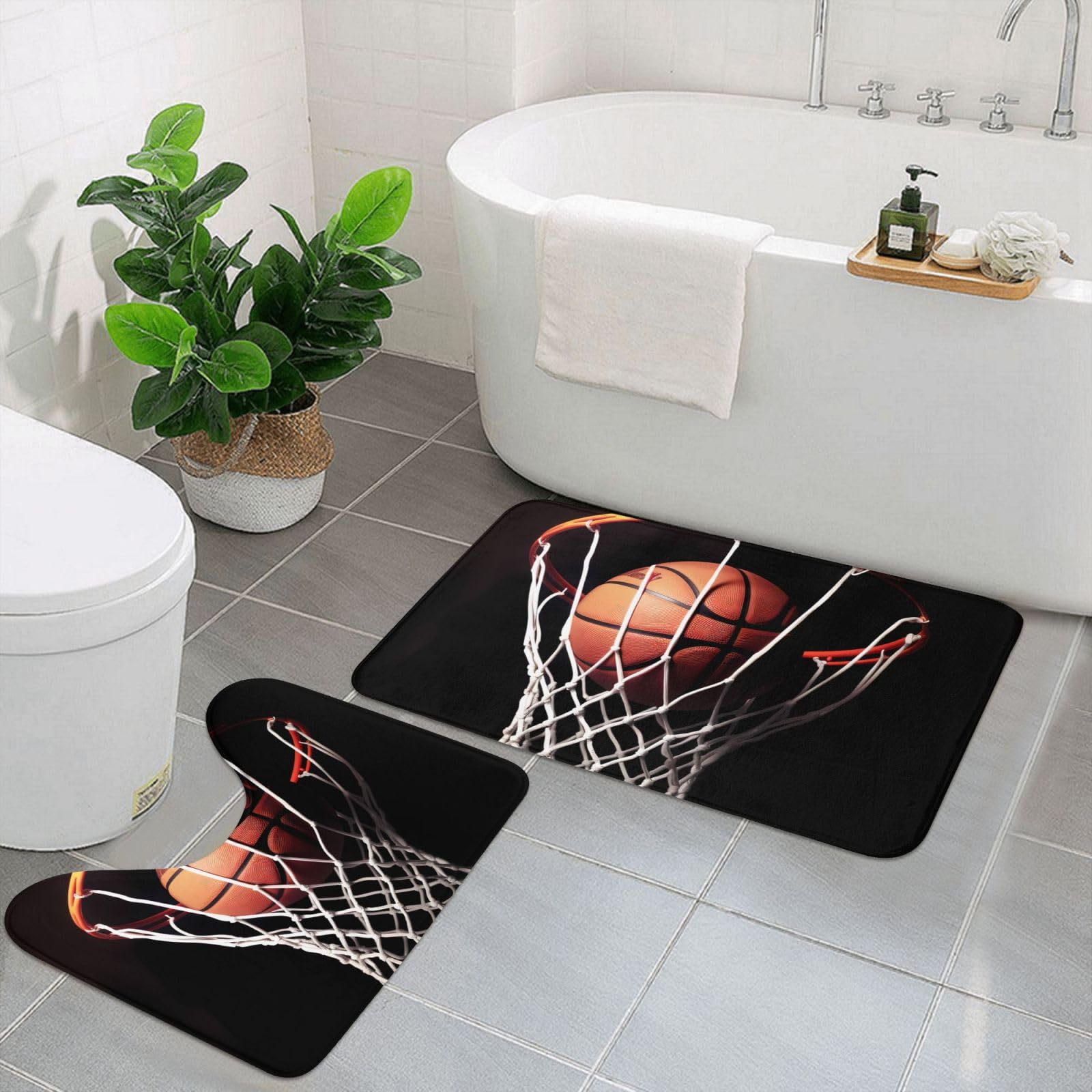 Tapis de bain en microfibre absorbant | Tapis WC antidérapant en U