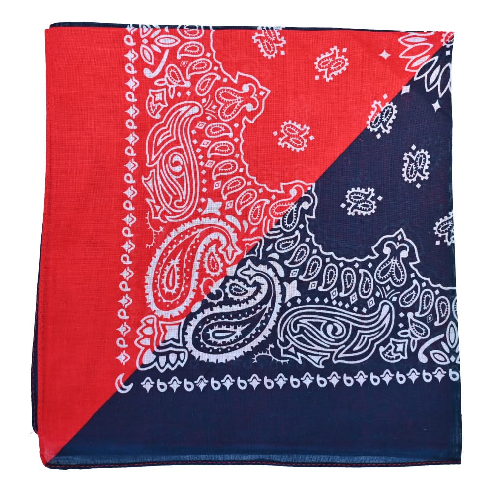 The Tie Company Unisex Red Navy Red Rose Paisley Bandana Head Neck Scarf Wrist Wrap Head Hair Band Flower Cotton - Paisley