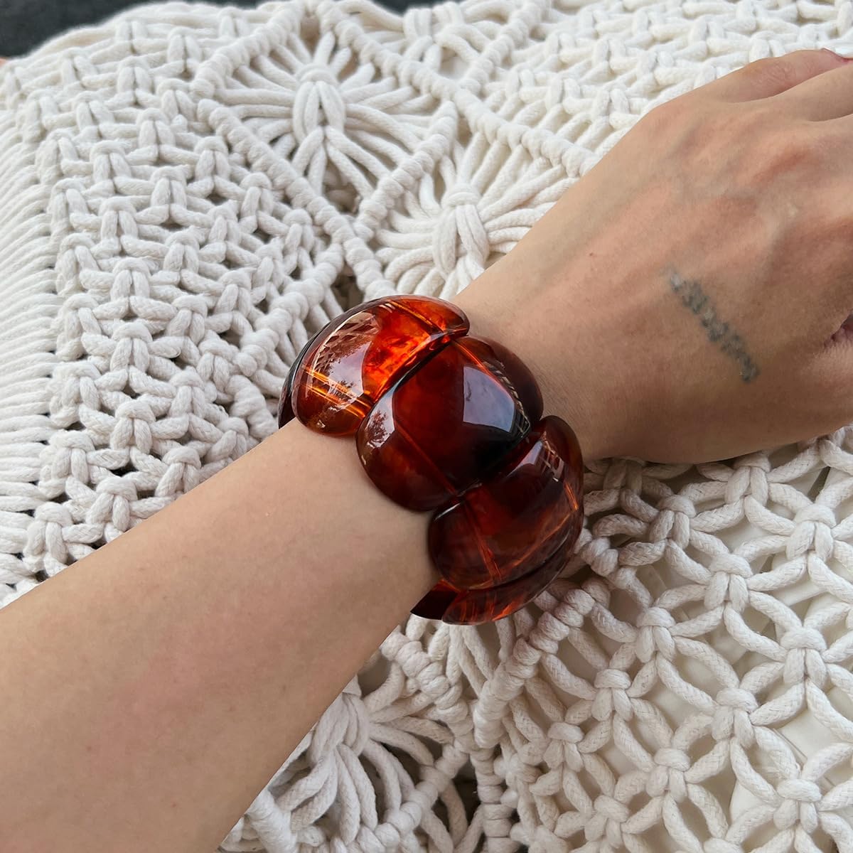 3 PCS Acrylic Resin Bracelet for Women Irregular Geometric Cuff Wide Wristband Bangles Trendy Chunky Resin Stackable Stretch Bracelet Jewelry Set