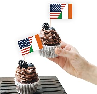 100PCS Ireland America Friendship Flag Cake Topper,Irish America Cupcake Stand For Party Decoration Supplies