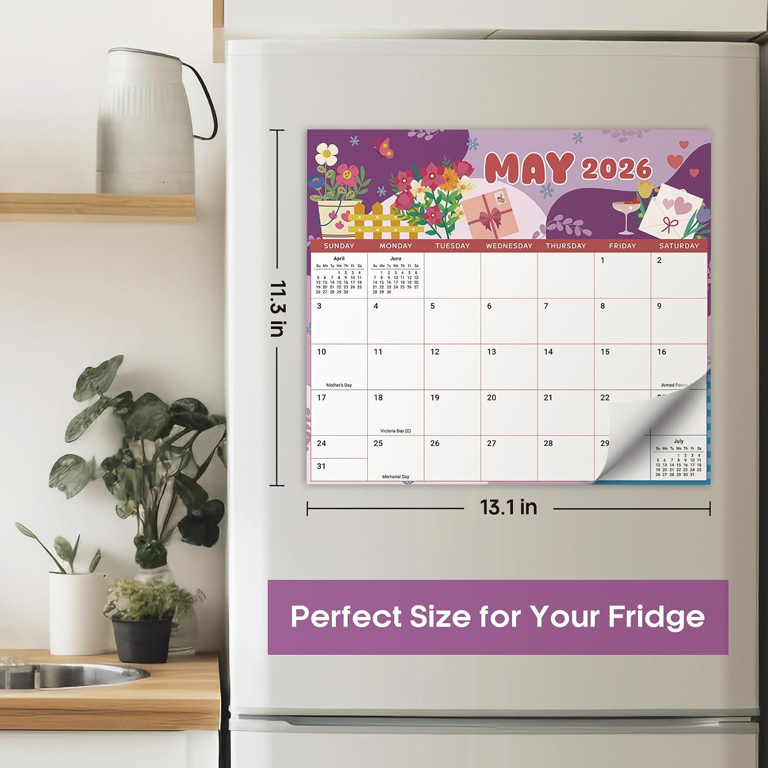 Taja 2026-2027 Magnetic Calendar for Refrigerator, Apr 2026-Dec 2027 image 2