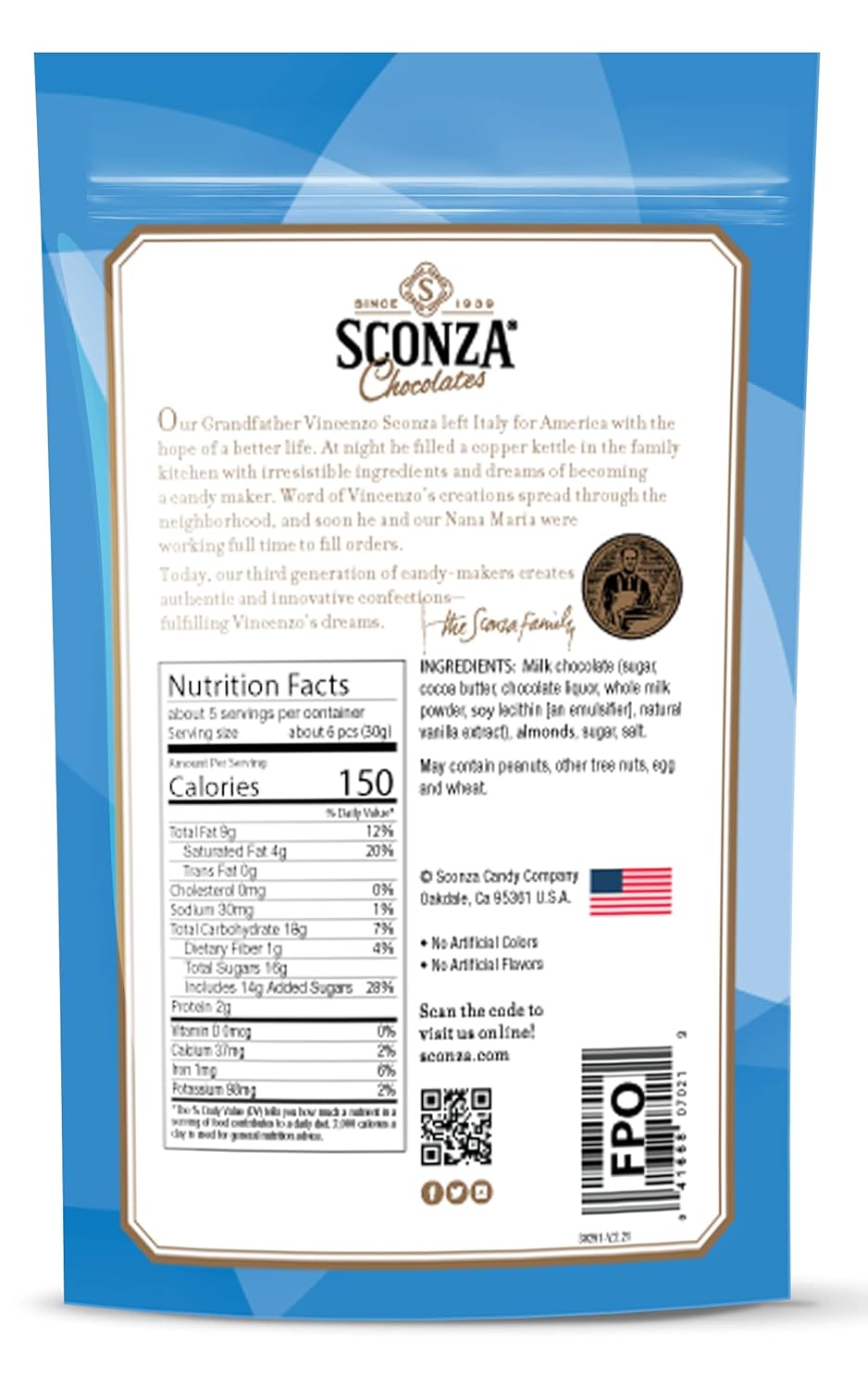 Sconza Candy Fan Favorite Mix Pack 3 Pack | Lemoncello Almonds Pack of 1 (5oz), Milk & White Chocolate Cherries Pack of 1 (4.5oz), Chocolate Toffee Almonds Pack of 1 (5oz)