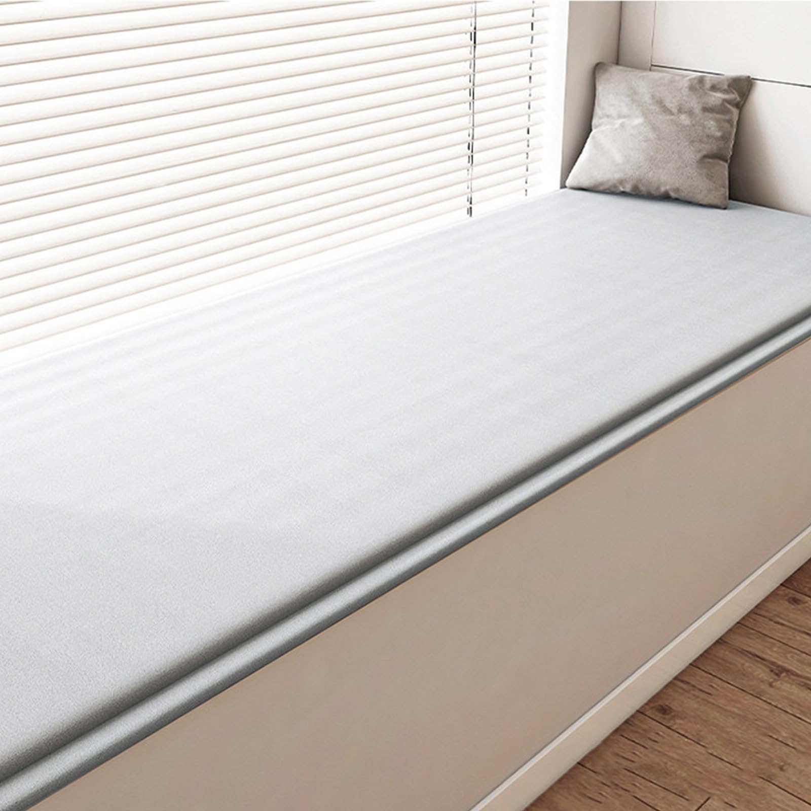 GBPLDMAQ Thick Window Seat Cushion, Breathable Nonslip, Scratch Resistant Bay Window Cushion, All Season for Reading Nook Mudroom(Silver,70x150cm/28x60in)