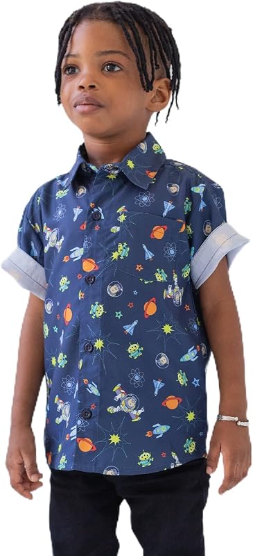 Disney Boys' Short Sleeve Button-Down Shirt for Baby & Kids