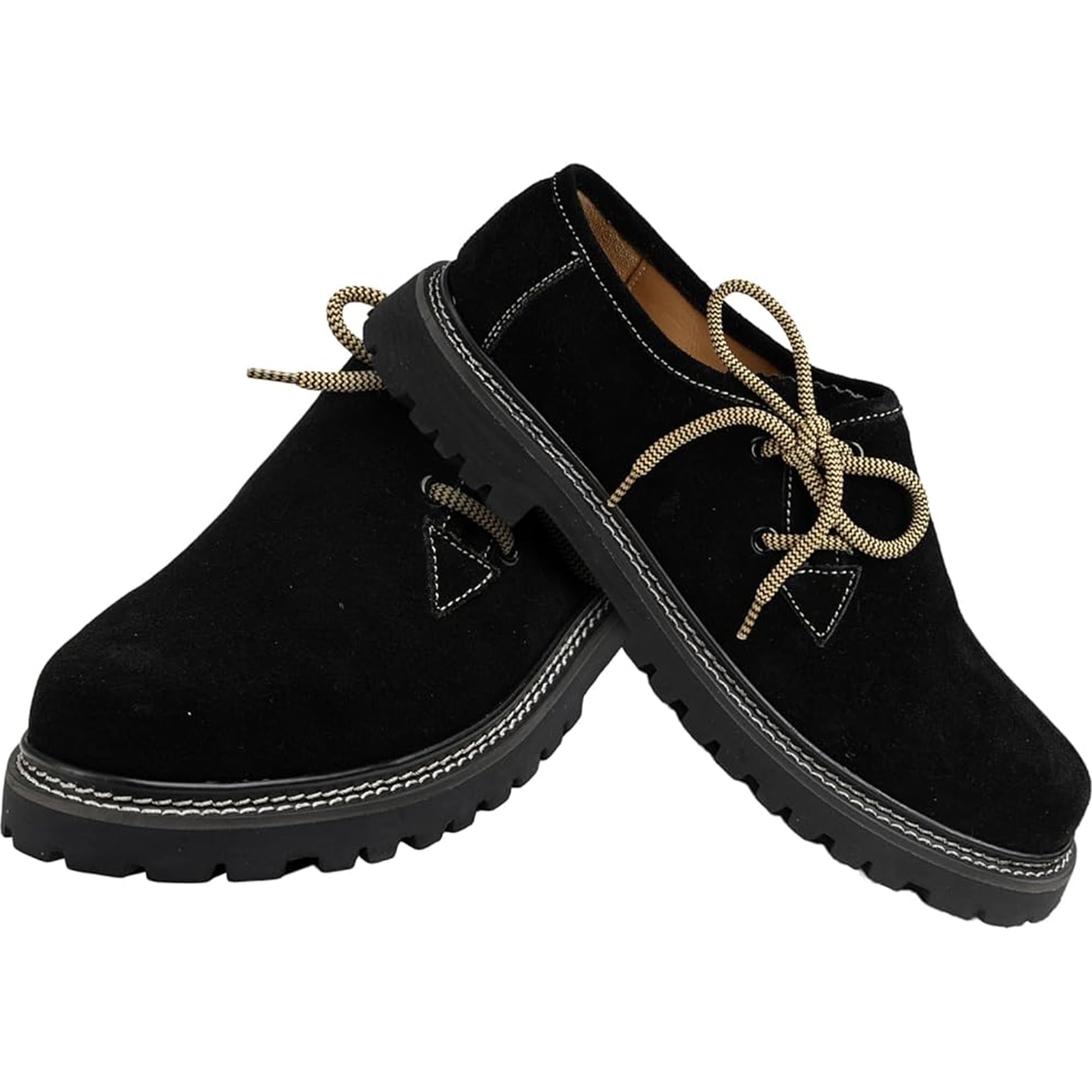 German Wear Haferlschuhe Trachtenset Herren Trachtenschuhe Trachtensocken 2 Schnürsenkel Set - Wildleder Original Handmachart 100% Leder-Futter Lederschuhe mit Melierte Socken