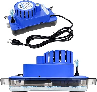 MSELTOS 1/10 HP 93 GPH 20ft Max Head HVAC Condensate Pump, 115V w/Automatic Safety Switch, Removal Drain Pump for Air Conditioner, Dehumidifier, Ice Maker, Furnace, AC unit, Low Profile