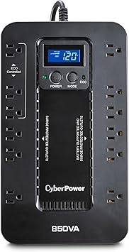 CyberPower EC850LCD Ecologic UPS Battery Backup and Surge Protector, 850VA/510W,