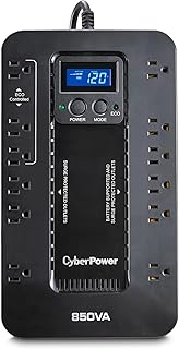 CyberPower EC850LCD Ecologic Battery Backup & Surge Protector UPS System, 850VA/510W, 12 Outlets, ECO Mode, Compact, Uninterruptible Power Supply