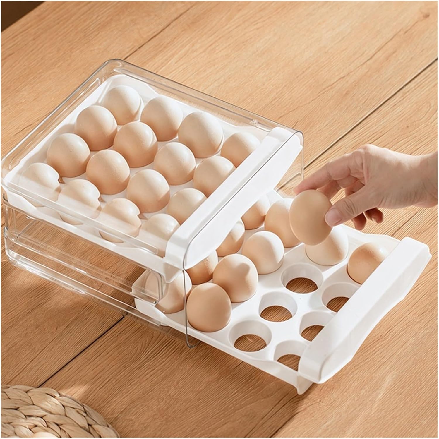Refrigerator Egg Storage Box - Double-Layer Egg Rack with 32 Compartments for Fresh Egg Keeping