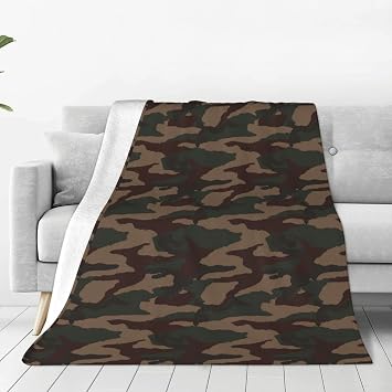 Army Green Camo Throw Blanket Military Camouflage Bed Blanket Ultra Soft All Season Warm Light Weight Cozy Plush Blankets for Home Bedroom Sofa Chair Travel 60"x80"