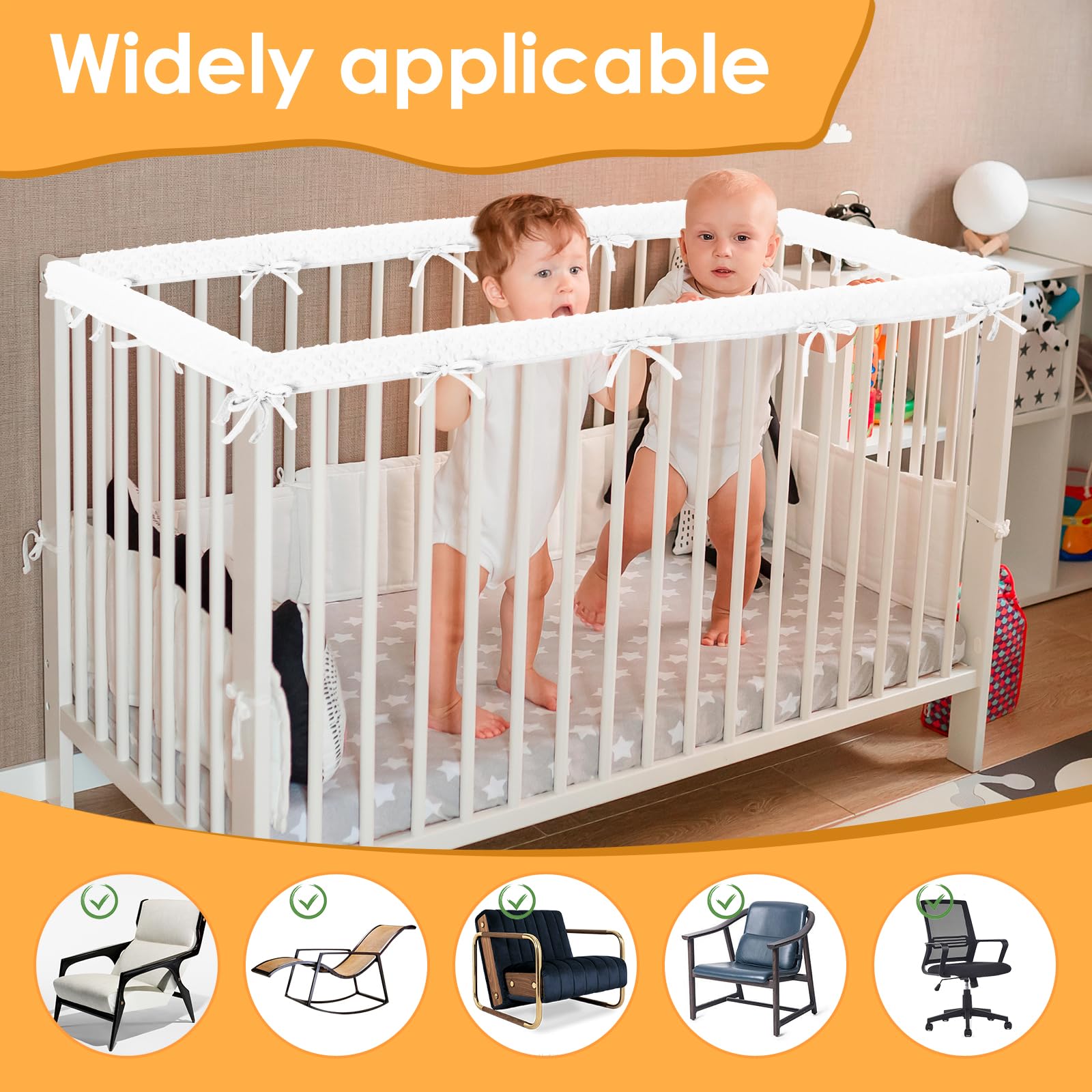 Protection pour Bords de lit Amovible et Lavable, Protection pour Cadre et Bordures de lit de bébé