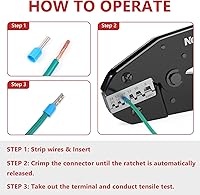 Vista 6 de Newdeli Crimpadora de virola de alambre 24-8 AWG - Herramienta de crimpado de alambre de trinquete para conectores de virola, terminales de cable