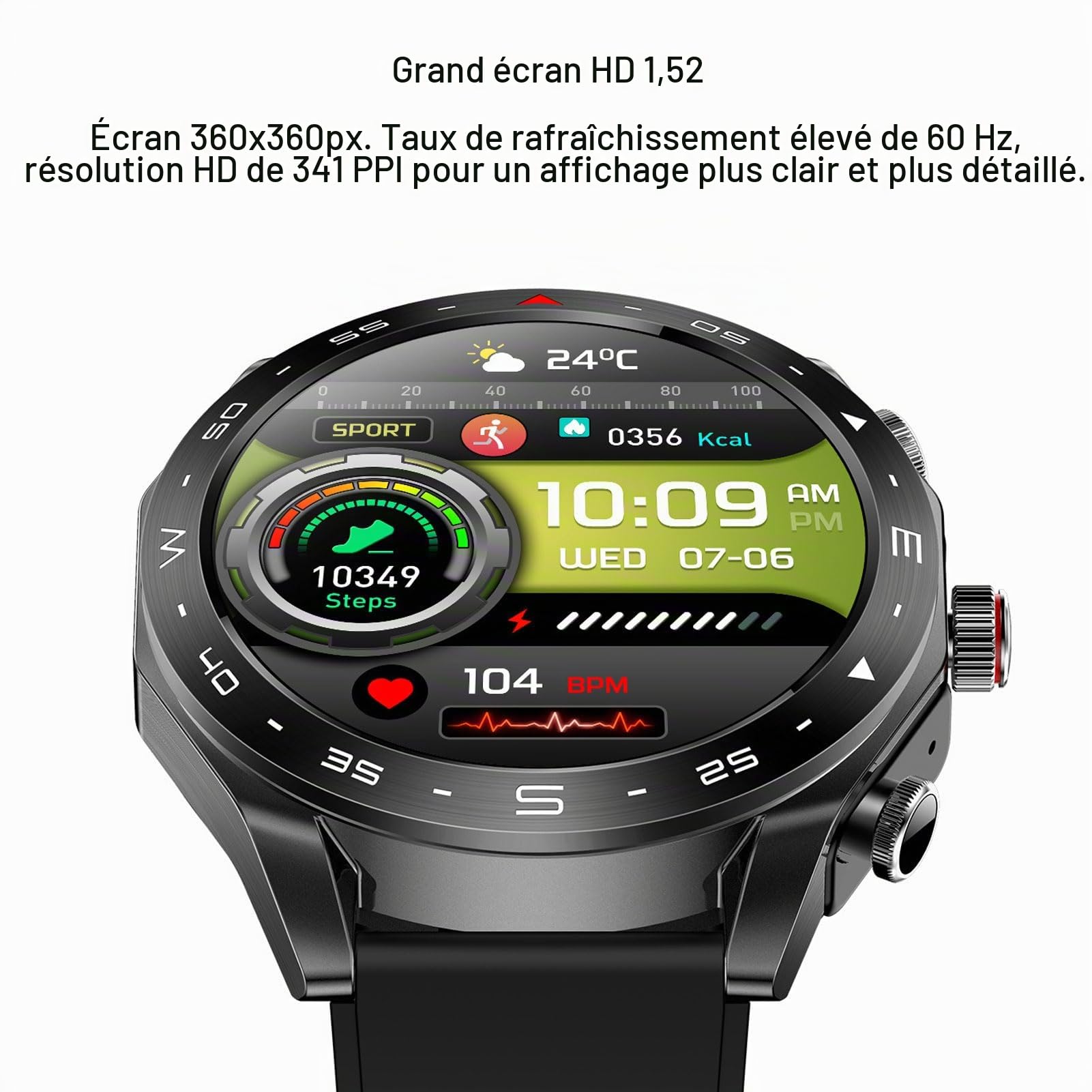 Keenso 2 en 1 Smartwatch avec écouteurs sans Fil, Titum de la Minuterie de la Montre de Temps D'alarme de Minuterie, écouteurs de Bruit pour Hommes Femmes