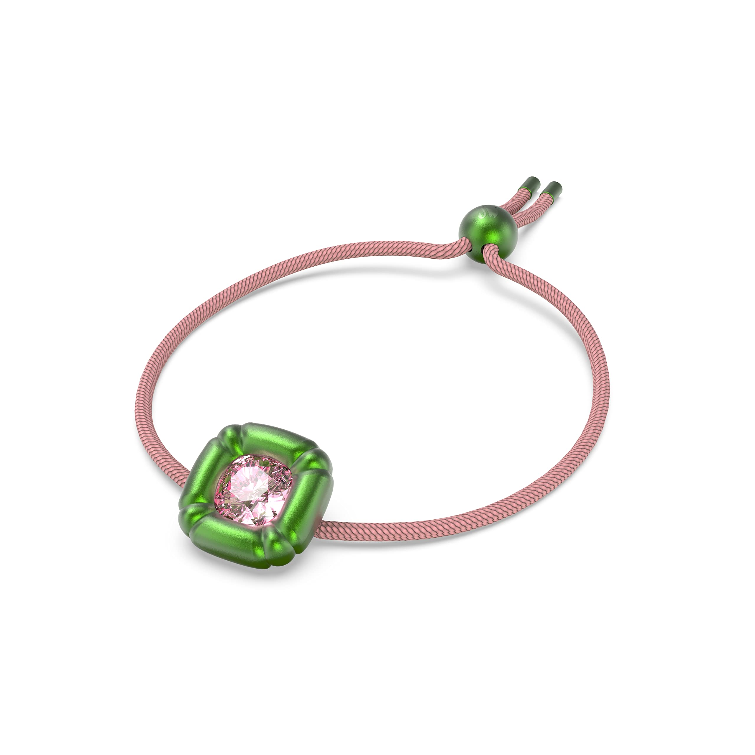 Swarovski Dulcis - Braccialetto morbido con cristalli rosa in verde modellato su cordoncino intrecciato rosa, parte della collezione Dulcis
