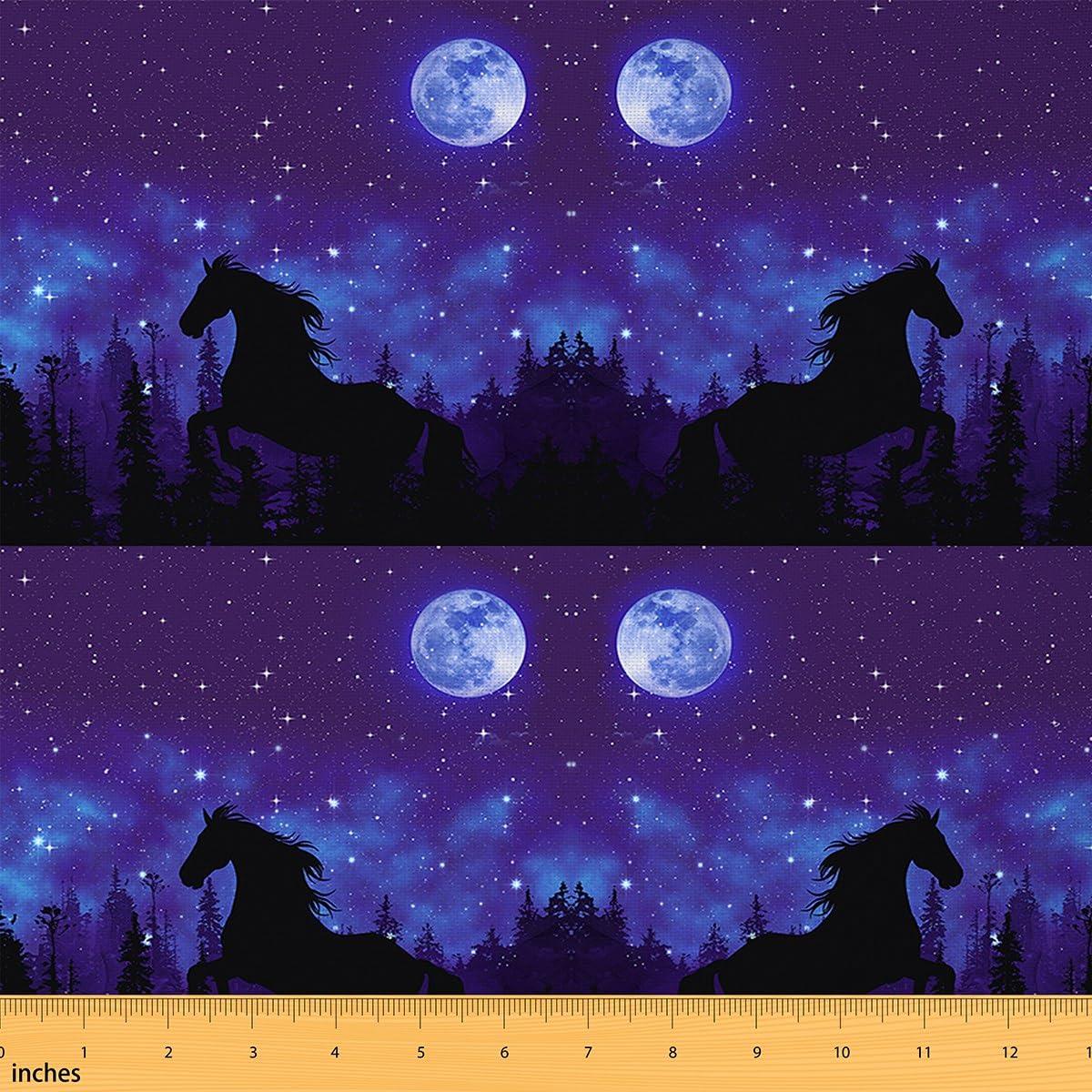 Homemissing Horse Fabric by The Yard Boys Kids Galloping Horse Waterproof Outdoor Fabric Room Outer Space Fabric for Chairs 3D Printed Space Animal Purple Outdoor Fabric 10 Yards (L920*W150cm)