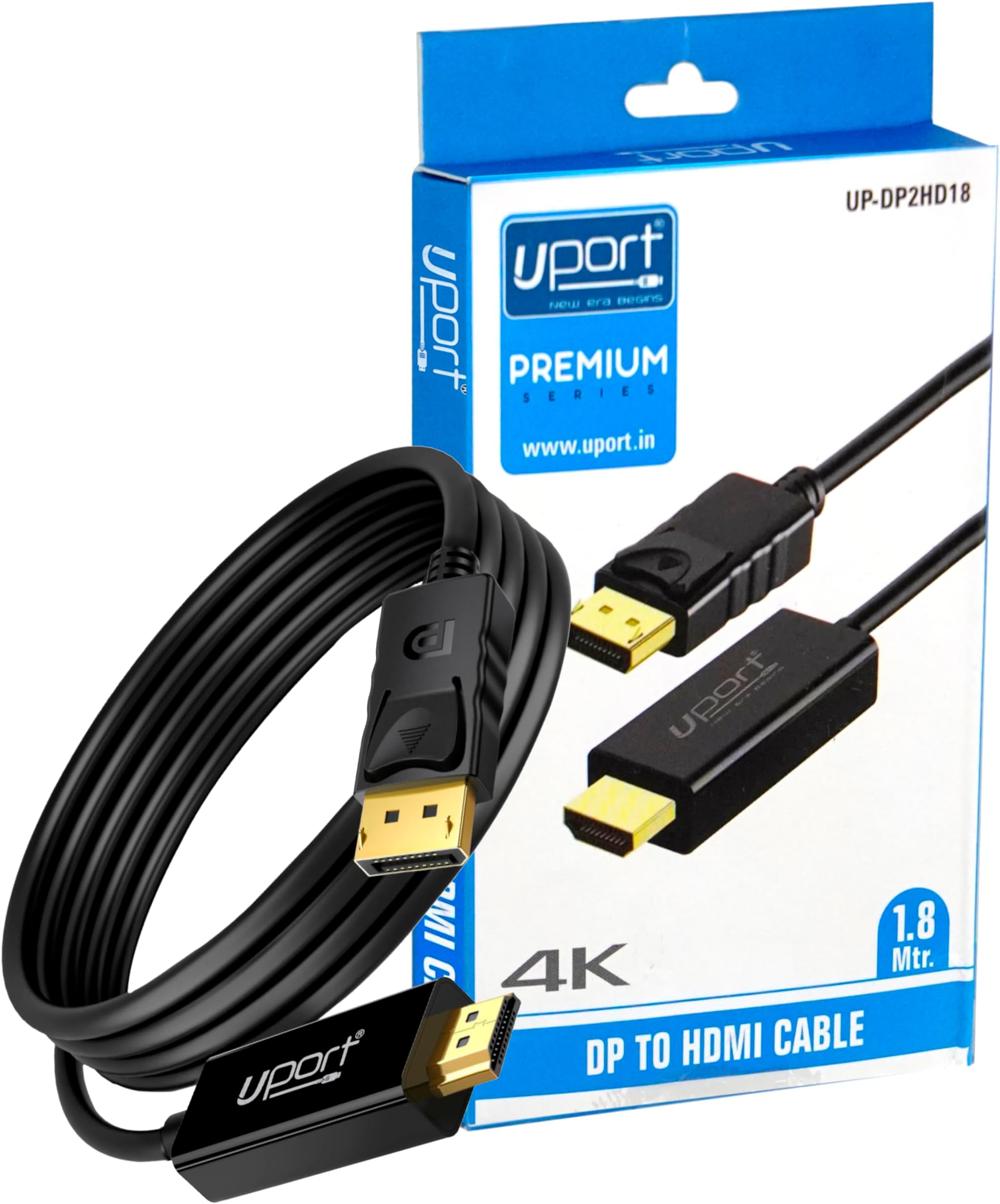 UPORT 1.8 Meter DisplayPort to HDMI Cable, 4K@30HZ Uni-Directional DP ...