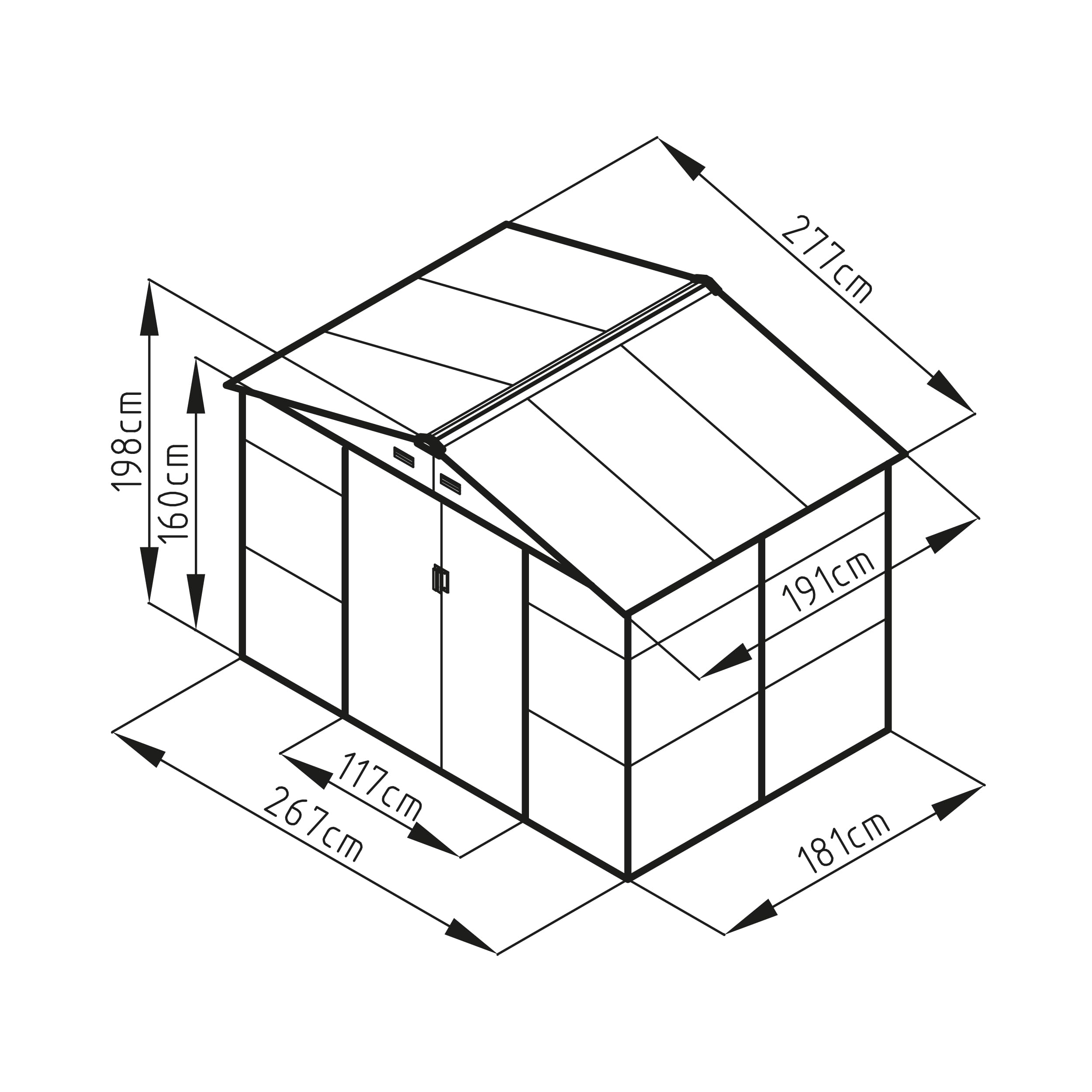 G21 GAH 529 domek ogrodowy, 277 x 191 cm, łatwy montaż, 5,3 m², powierzchnia ocynkowana, kratka wentylacyjna