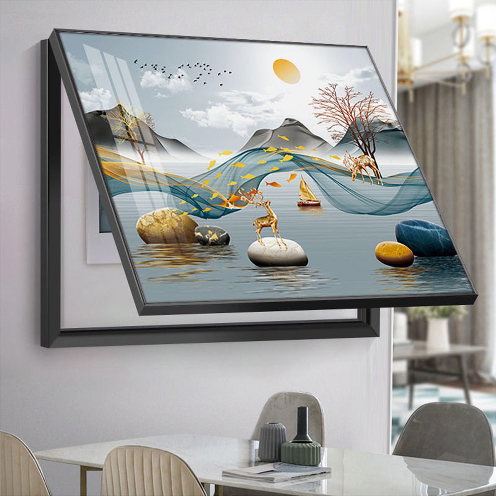 016,40 * 30cm, Quadro Elettrico Decorativo per Quadro Elettrico, Quadro di Distribuzione Schermato Senza Perforazione,Quadro di Sospensione per Soggiorno
