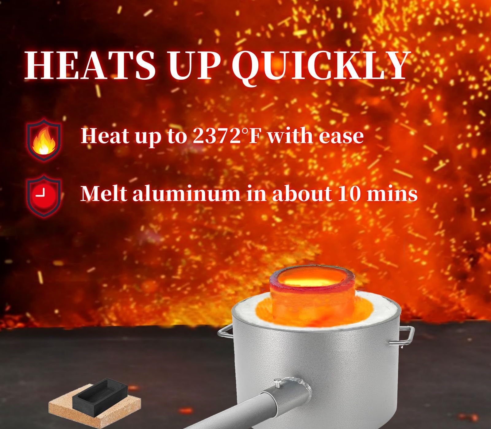 12KG Propan-Schmelzofen-Set, Große Kapazität und Verbesserte Sicherere Brennofen Gießerei Ofen Schmelzen Gold Silber Kupfer Aluminium Metall Recycling für Schmuck Herstellung und Metallgießen